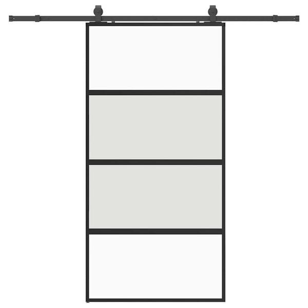 vidaXL Skjutd&ouml;rr med beslag svart 102,5x205 cm h&auml;rdat glas