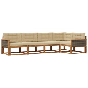 vidaXL Utomhussoffset 5 pcs Naturlig och Beige