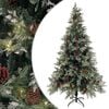 vidaXL Belyst julgran med kottar gr&ouml;n&vit 195 cm PVC&PE