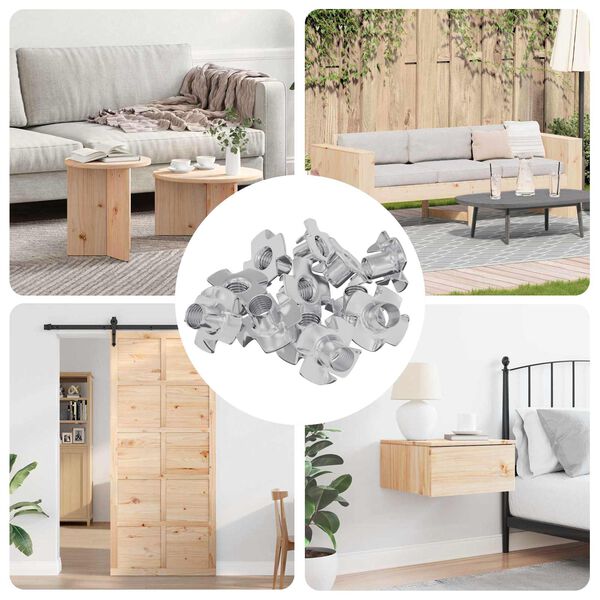 vidaXL Prongad T-mutter 7200 pcs Silver M6 mm St&aring;l