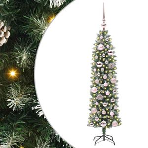 vidaXL Konstgjort smalt jultr&auml;d med 150 LED-lampor Gr&ouml;n och Vit 120 cm