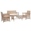vidaXL Loungegrupp f&ouml;r tr&auml;dg&aring;rden med dynor 4 delar konstrotting beige