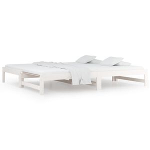 vidaXL Utdragbar dagb&auml;dd vit 2x(80x200) cm massiv furu