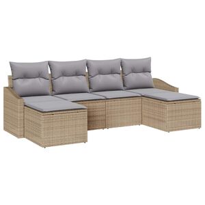 vidaXL Tr&auml;dg&aring;rdsm&ouml;belset 6 st Beige och Ljusgr&aring; konstrotting