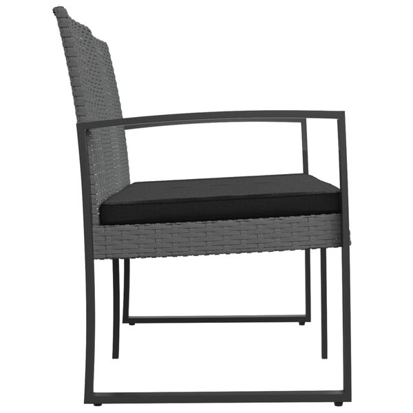 vidaXL Trädgårdsbänk 2-sits med dynor konstrotting mörkgrå