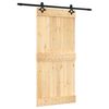 vidaXL Skjutd&ouml;rr Naturlig och svart 95 x 210 cm Massiv furutr&auml;d&ouml;rr