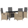 vidaXL Tr&auml;dg&aring;rdsm&ouml;belset med kudde 5 pcs Beige konstrotting