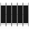 vidaXL Rumsavdelare 5 paneler svart 200x180 cm