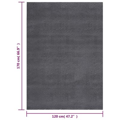 vidaXL Tvättbar matta kort lugg 120x170 cm halkfri antracit