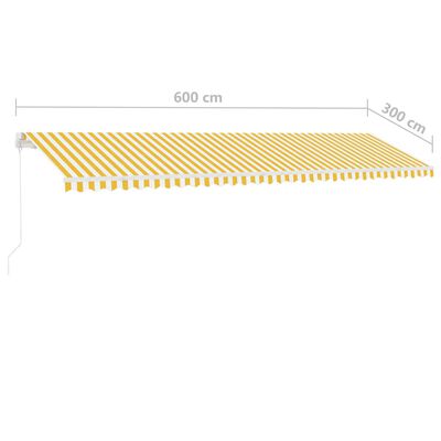 vidaXL Fristående markis manuellt infällbar 600x300 cm gul/vit