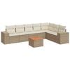 vidaXL Matgrupp f&ouml;r tr&auml;dg&aring;rden med dynor 8 delar beige konstrotting
