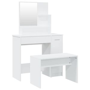 vidaXL Sminkbord set vit 86,5x35x136 cm