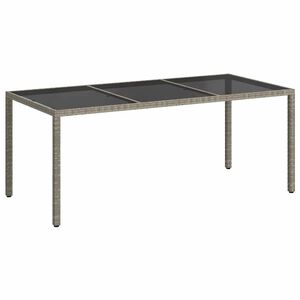 vidaXL Utebord gr&aring; 190x90x75 cm h&auml;rdat glas och konstrotting