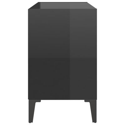 vidaXL TV-bänk med metallben svart högglans 69,5x30x50 cm