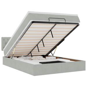 vidaXL Ottoman s&auml;ngram med madrass ljusgr&aring; 140x190 cm sammet