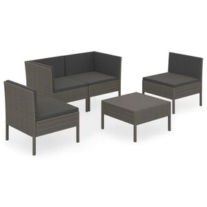vidaXL Loungegrupp med dynor 5 delar konstrotting gr&aring;