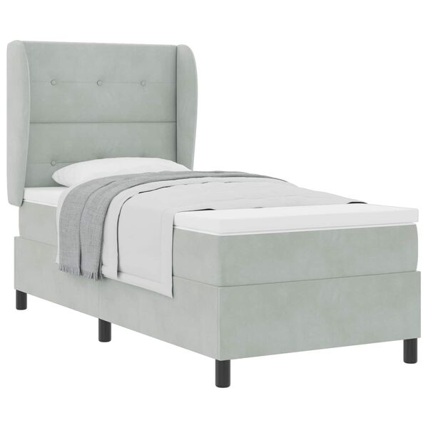 vidaXL B&auml;ddfj&auml;der med madrass Ljusgr&aring; 200 x 100 cm Polyester