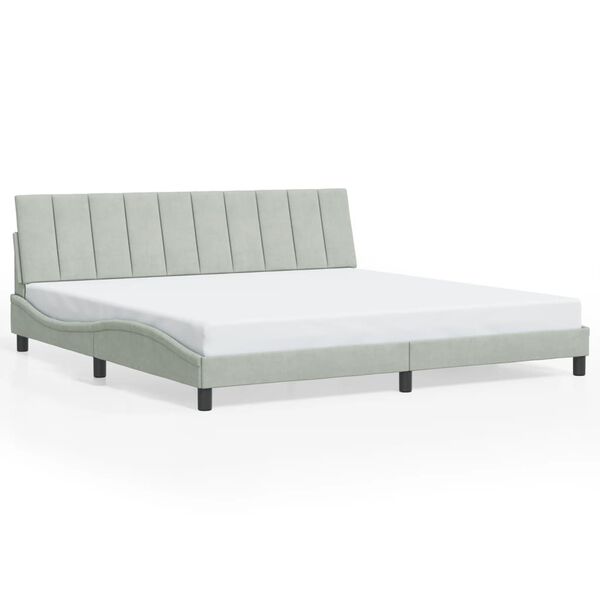 vidaXL Bed Frame without Mattress "Hanko" Light Grey 200x200 cm Velvet