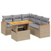 vidaXL Soffgrupp f&ouml;r tr&auml;dg&aring;rden med dynor 6 delar beige konstrotting