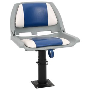 vidaXL B&aring;tstol 2 delar f&auml;llbar bl&aring; och vit 48x51x41 cm