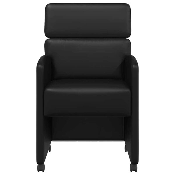 vidaXL Matstolar med hjul 2 pcs Svart 58 x 65 x 98 cm Konstl&auml;der