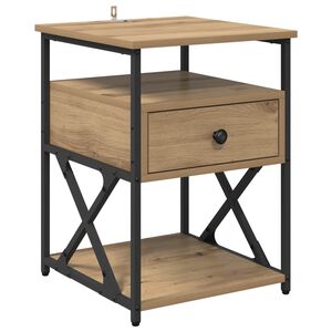 vidaXL Nattduksbord Artisan Ek 40 x 42 x 55 cm Konstruerat tr&auml;