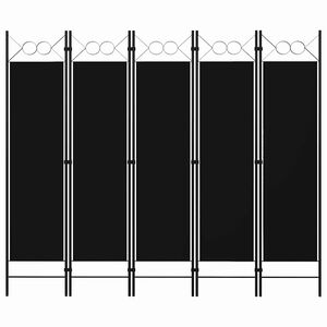 vidaXL Rumsavdelare 5 paneler svart 200x180 cm