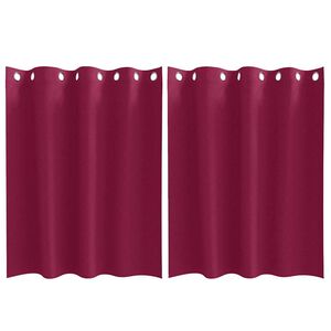 vidaXL M&ouml;rkl&auml;ggningsgardiner med Ringar 2 pcs Vinr&ouml;d 140 x 140 cm