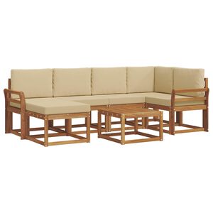 vidaXL Utomhussoffset med kudde 7 pcs Naturlig och Beige