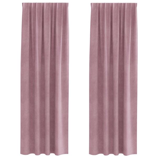 vidaXL M&ouml;rkl&auml;ggningsgardiner 2 pcs M&ouml;rkrosa 140 x 245 cm Sammet