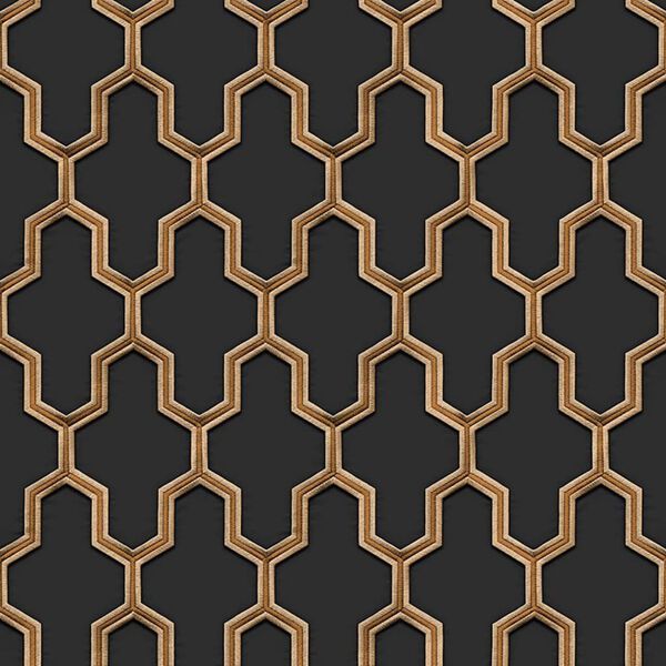 DUTCH WALLCOVERINGS Tapet Geometric svart och guld
