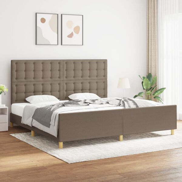 vidaXL S&auml;ngram utan madrass taupe 200x200 cm tyg