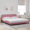 vidaXL Bed Frame with Headboard "Dover" Pink 180x200 cm Velvet
