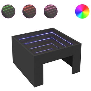 vidaXL Soffbord med Infinity LEDs svart 50x50x30 cm