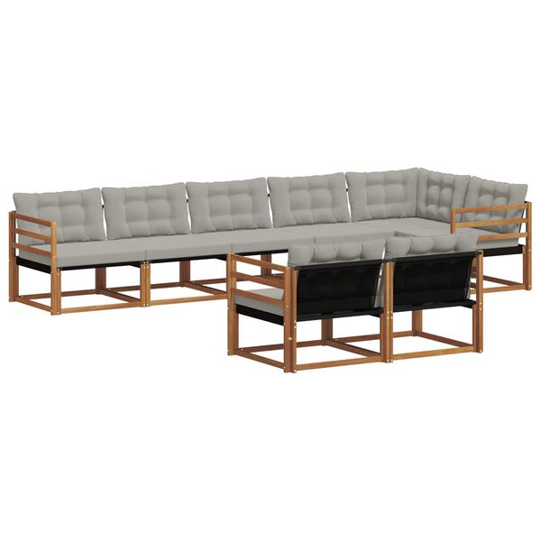 vidaXL Utomhussoffset med kudde 8 pcs Naturlig och Ljus Gr&aring;