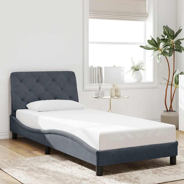 vidaXL Bed Frame without Mattress Dark Grey 90x200 cm Velvet