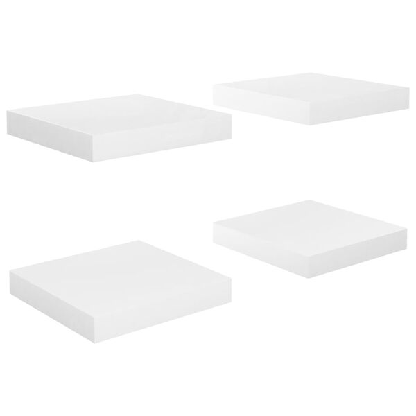 vidaXL Sv&auml;vande v&auml;gghyllor 4 st vit h&ouml;gglans 23x23,5x3,8 cm MDF