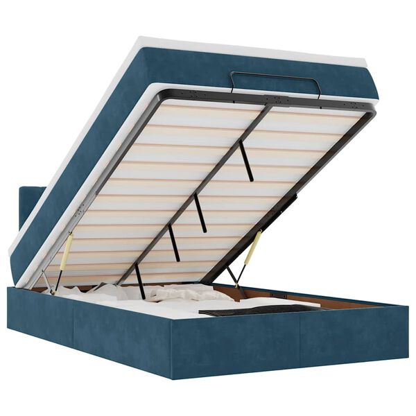 vidaXL Ottoman s&auml;ngram med madrass m&ouml;rkbl&aring; 120x200 cm sammet