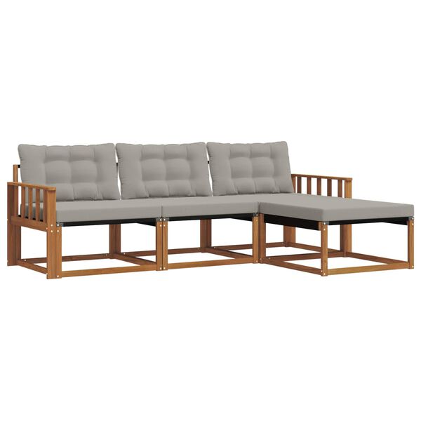 vidaXL Utomhussoffset med kudde 4 pcs Naturlig och Ljus Gr&aring;