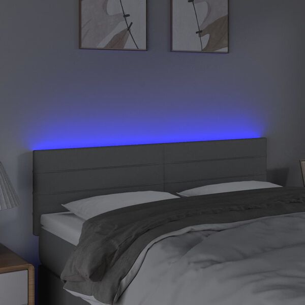 vidaXL S&auml;nggavel LED ljusgr&aring; 144x5x78/88 cm tyg