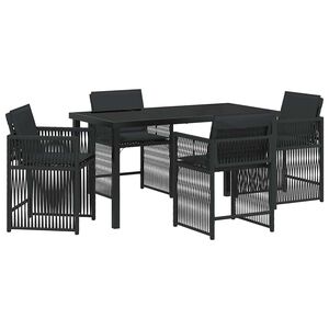 vidaXL Tr&auml;dg&aring;rdsm&ouml;belset 5 pcs Svart konstrotting