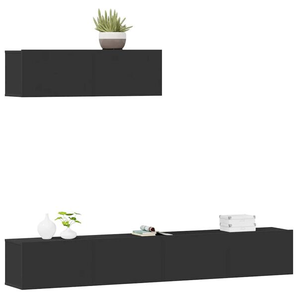 vidaXL Tv-bänkar 3 delar svart konstruerat trä