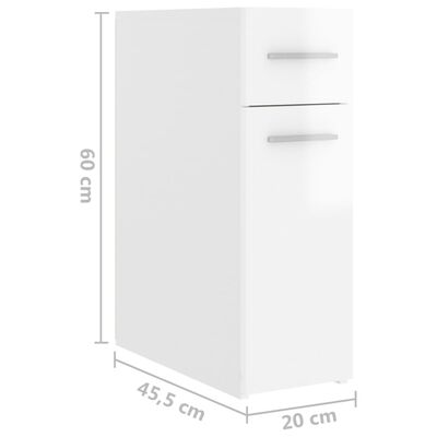 vidaXL Apoteksskåp vit högglans 20x45,5x60 cm spånskiva