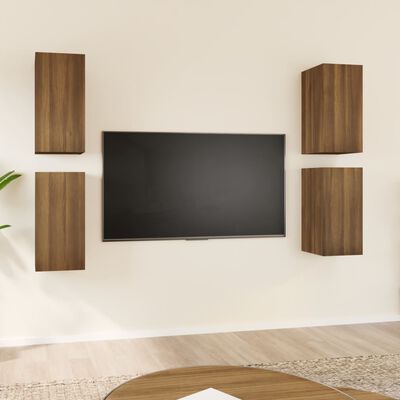 vidaXL Tv-skåp 4 st brun ek 30,5x30x60 cm konstruerat trä