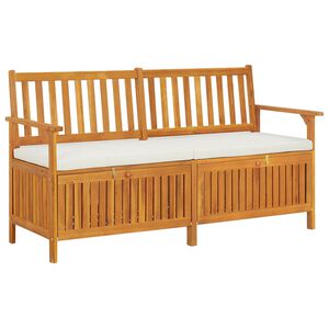 vidaXL F&ouml;rvaringsb&auml;nk med dyna 148 cm massivt akaciatr&auml;