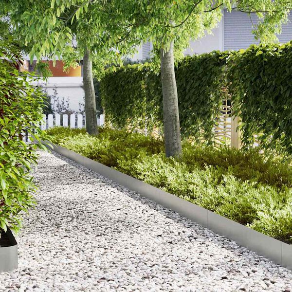 vidaXL Kant för gräsmatta 10 pcs Silver 100 x 0,05 x 20 cm