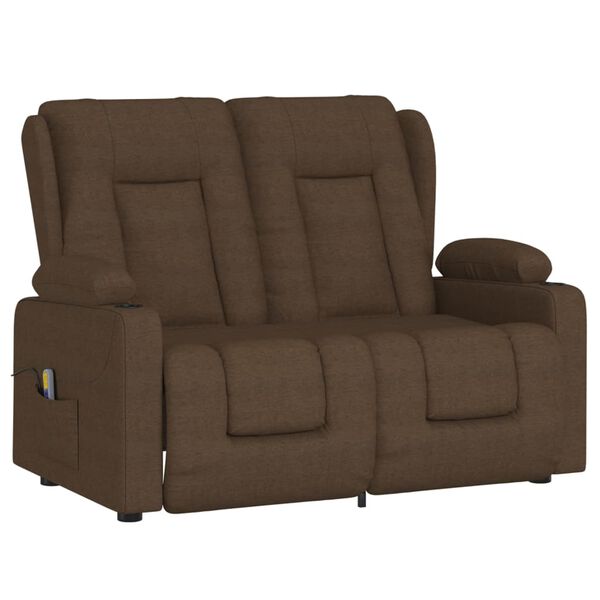 vidaXL Massagef&aring;t&ouml;lj med kopph&aring;llare 2-sits brun tyg