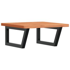 vidaXL V&auml;ggmonterad handfatshylla st&aring;l och massiv bok