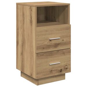 vidaXL S&auml;ngbord med 2 l&aring;dor artisan ek 36x36x68 cm