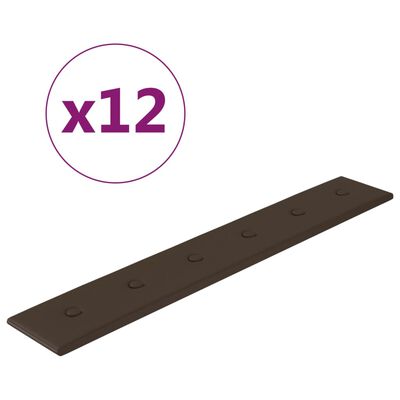 vidaXL Väggpaneler 12 st brun 90x15 cm konstläder 1,62 m²